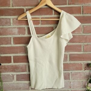 Maeve By Anthropologie White One-Shoulder Top